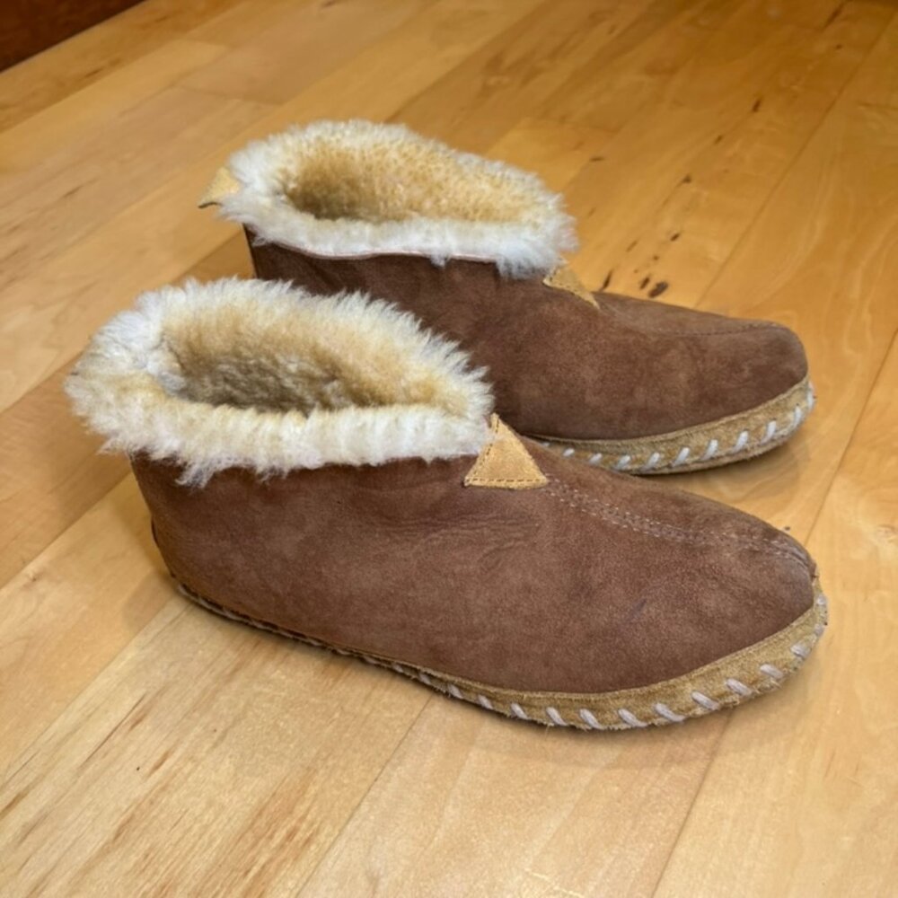 EUC, L.L. Bean, Women's Wicked Good Sheepskin Shearling Lined Slippers, Size 8